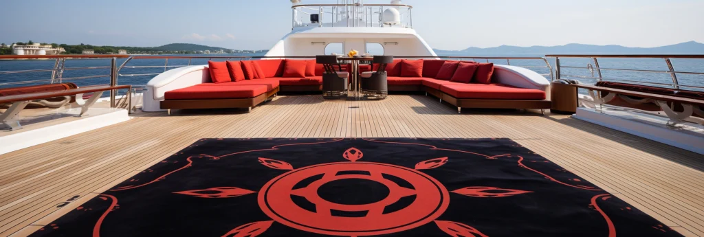 Example of a large Personalised Yacht Mat from Lumenautica