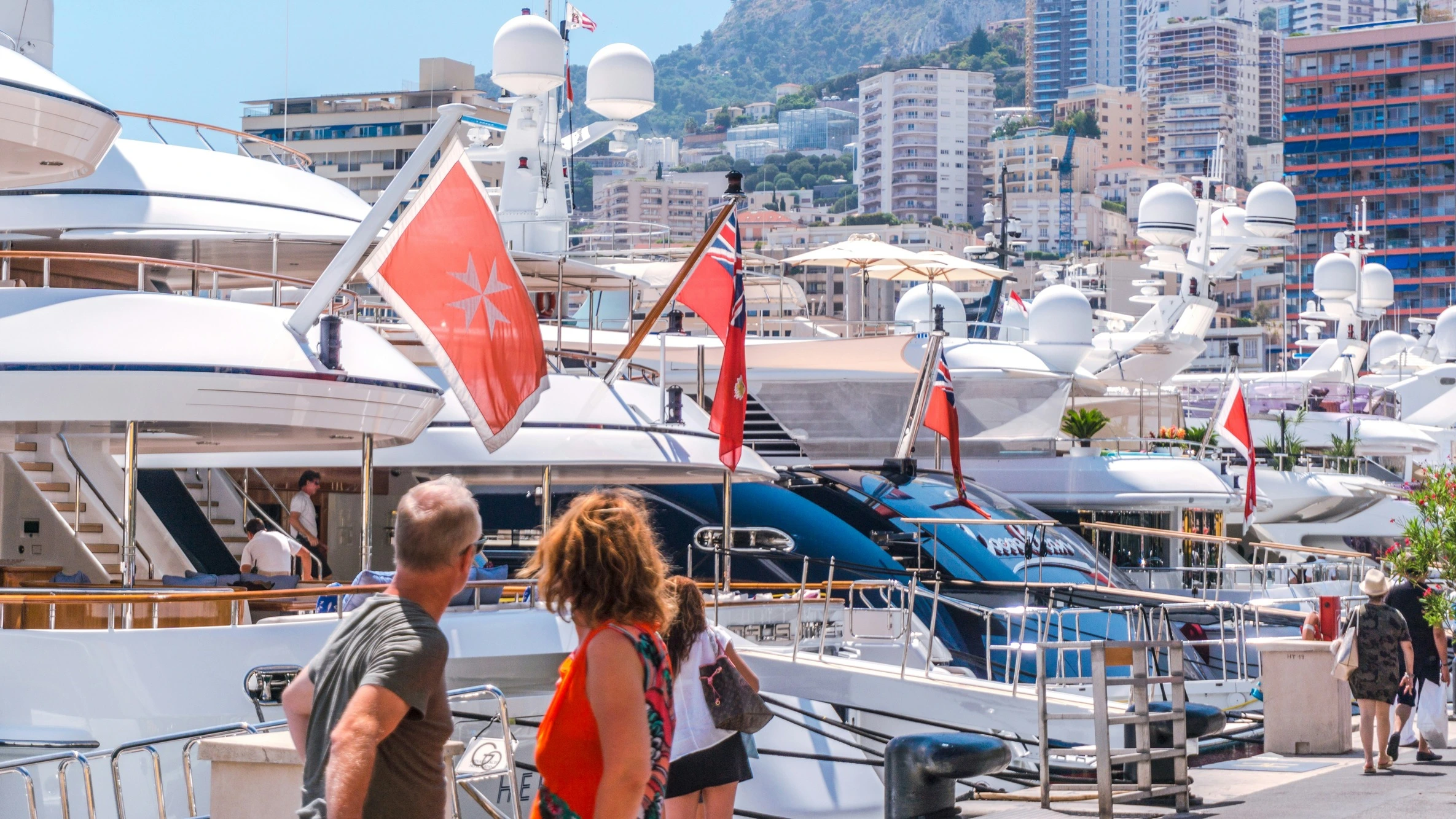 Superyachts in Port Hercule Monaco in daylight