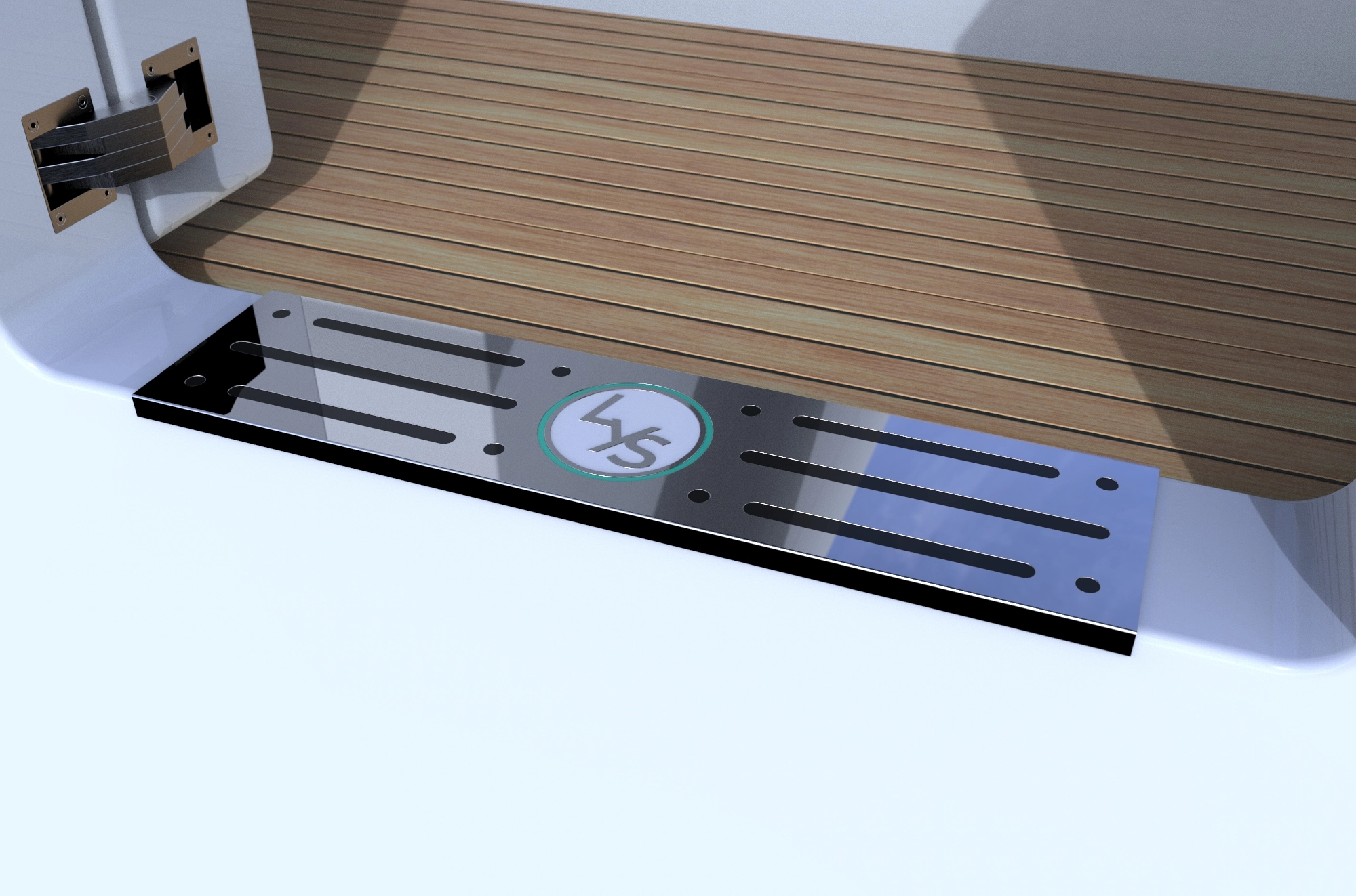 A sample tread plate for superyachts by Lumenautica