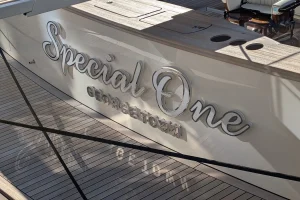 Lumenautica Made Yacht Sign Special One at MYS 2024 in day light